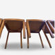 Set of 4 Art Deco dining chairs in walnut, Italy, 1930s-1940s.
