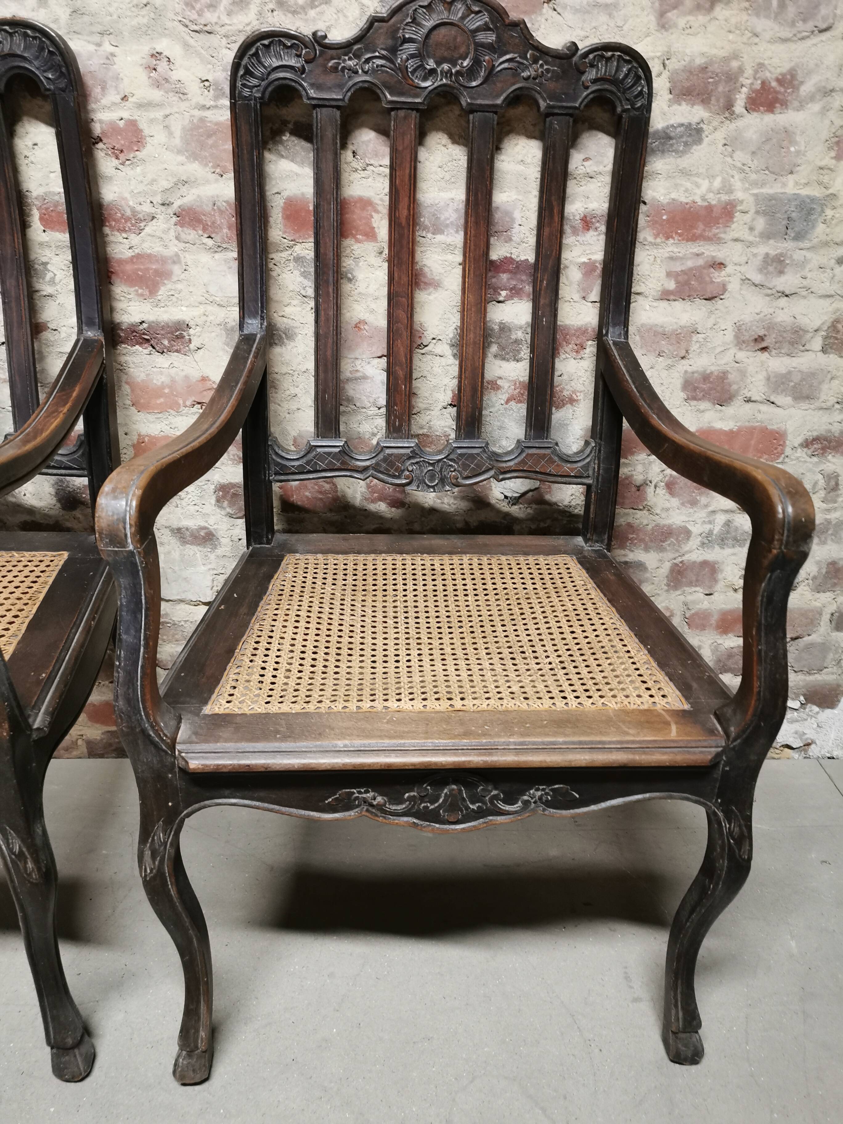 Paire de Fauteuils Cannés anciens , Style Louis XV / régence