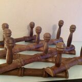 Ten-headed wooden accordion coat rack / vintage 60s-70s