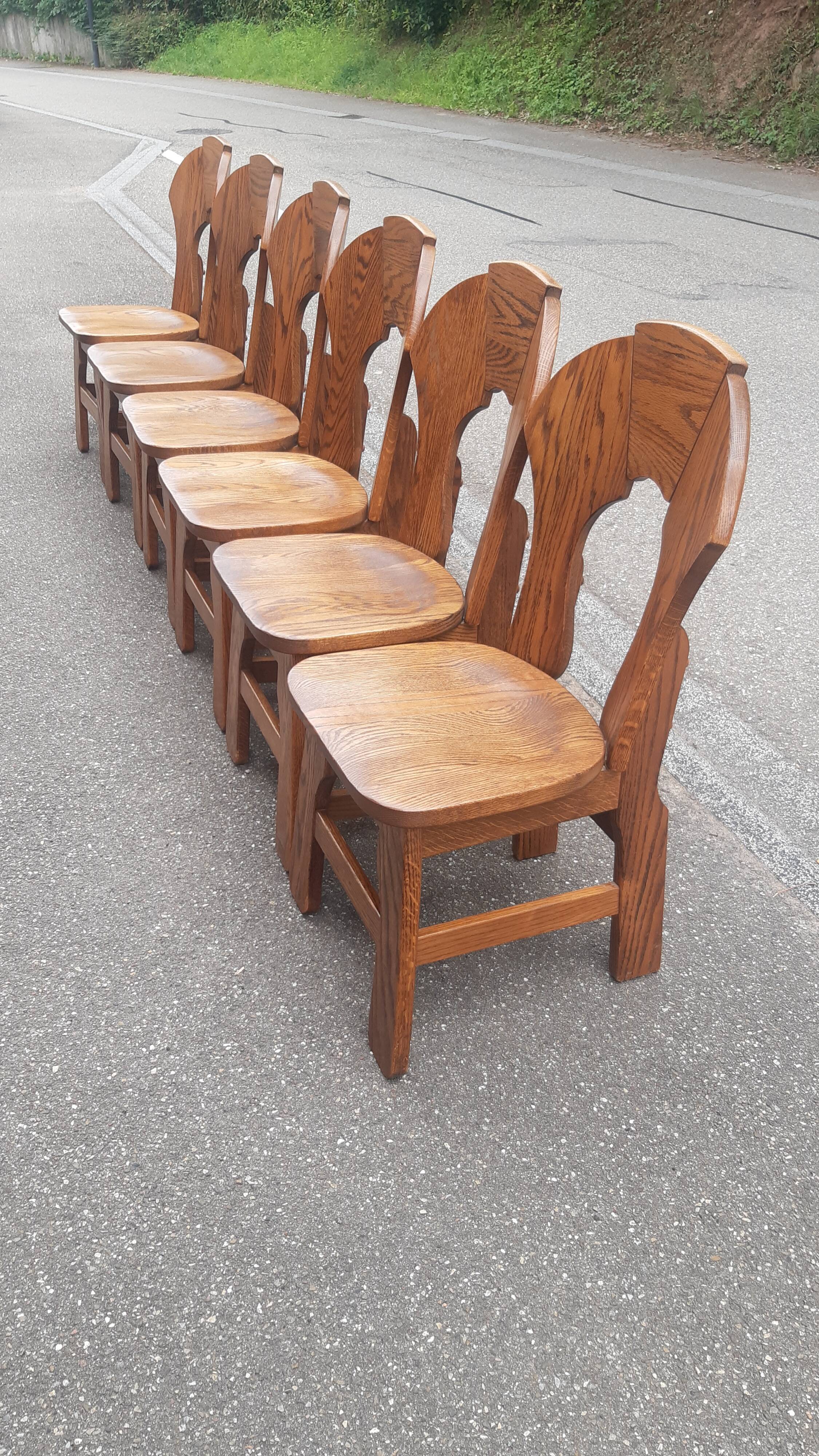 Brutalist chairs in solid oak mountain chalet decor