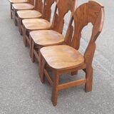 Brutalist chairs in solid oak mountain chalet decor