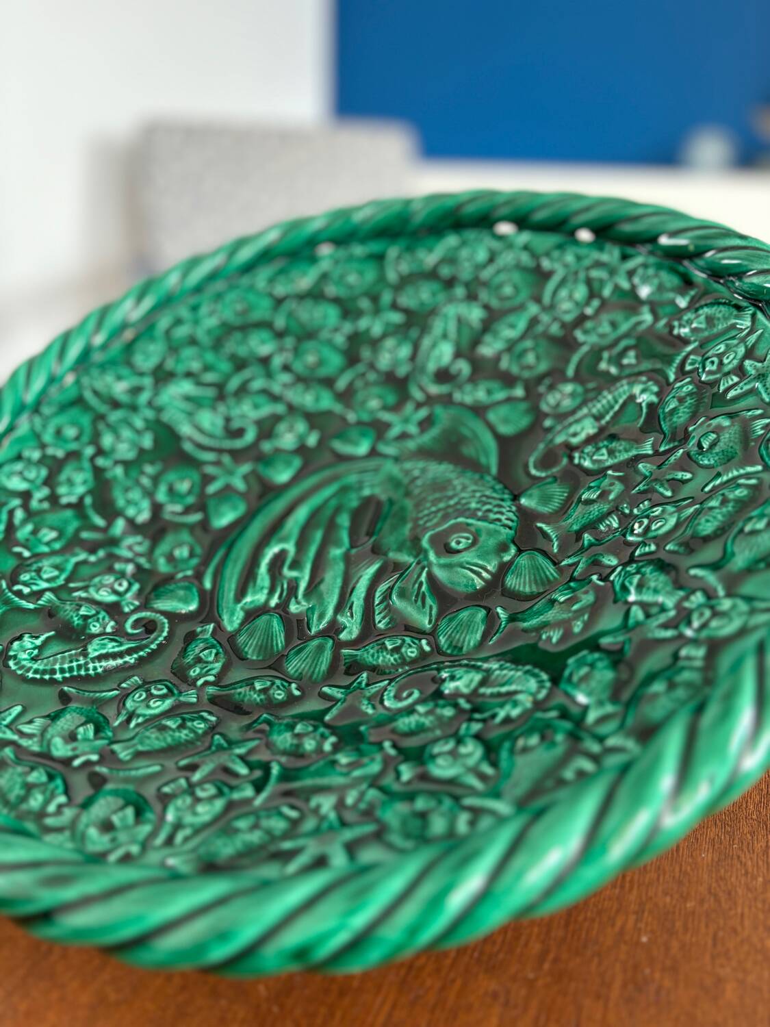 fruit bowl Vallauris 50s - vintage barbotine - exceptional piece fruit bowl fish motif ceramic 1950s vintage