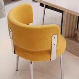 Italian Bauhaus Chairs by Pizzi Arredamenti, Steel Frame and Yellow Velvet, 1970