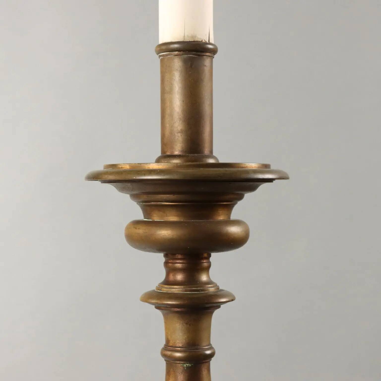 Antique candlestick with lampshade Italy 20th Century