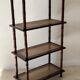 Vintage wooden shelf with cane, colonial style, 4 levels.