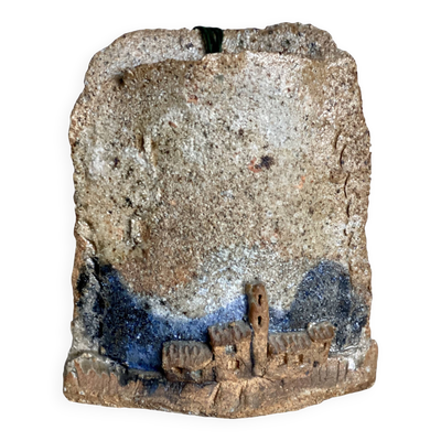Vase de voldemar volkoff, vallauris en terre brute chamottée vintage 1950