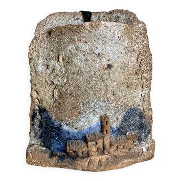 Vase de voldemar volkoff, vallauris en terre brute chamottée vintage 1950