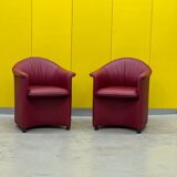Fauteuil à roulettes en cuir rouge, maison de sede. (prix pour un)