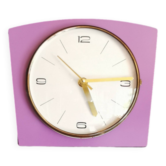 Vintage formica clock silent wall pendulum "Lilac"