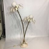 Two branch palm tree floor lamp 1970s italian hollywood regency brass