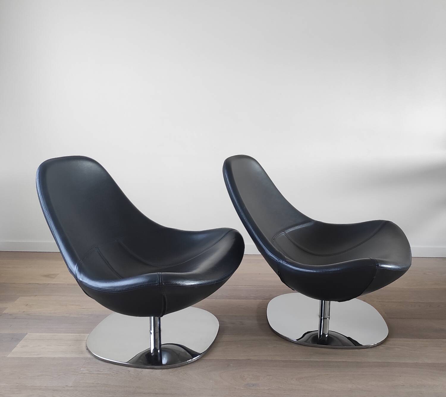 Pair of Tirup Ikea leather armchairs