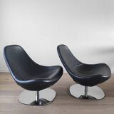 Pair of Tirup Ikea leather armchairs