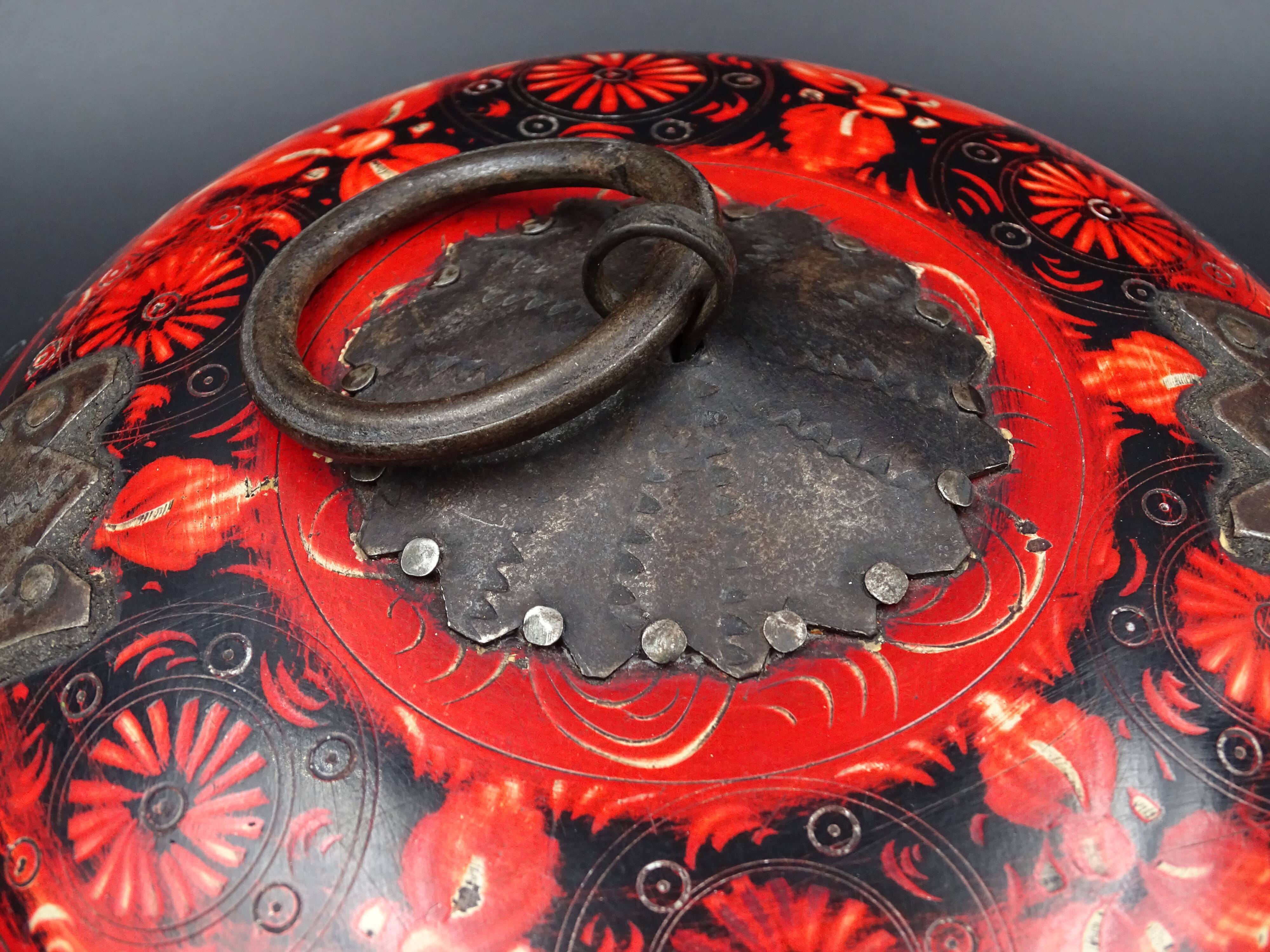 Wooden chapati box and fittings from India