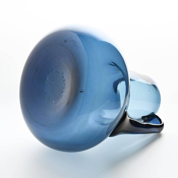 Cruche en verre soufflé bleu par Claude Morin, Dieulefit circa 1975
