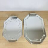 2 plateaux miroirs art déco biseautés