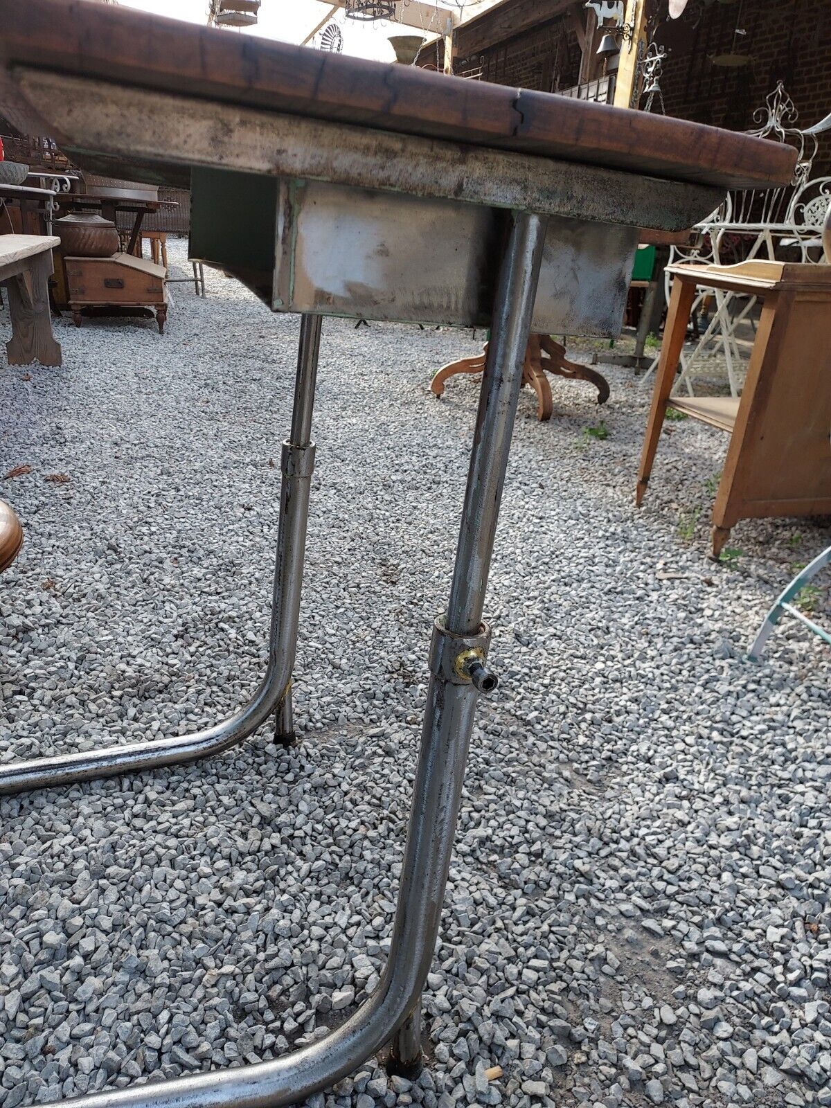 Vintage school desk in iron and wood