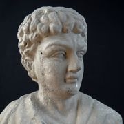 Bust of Marcus Aurelius Caesar as a teenager, in terracotta with a grey patina, 20th century