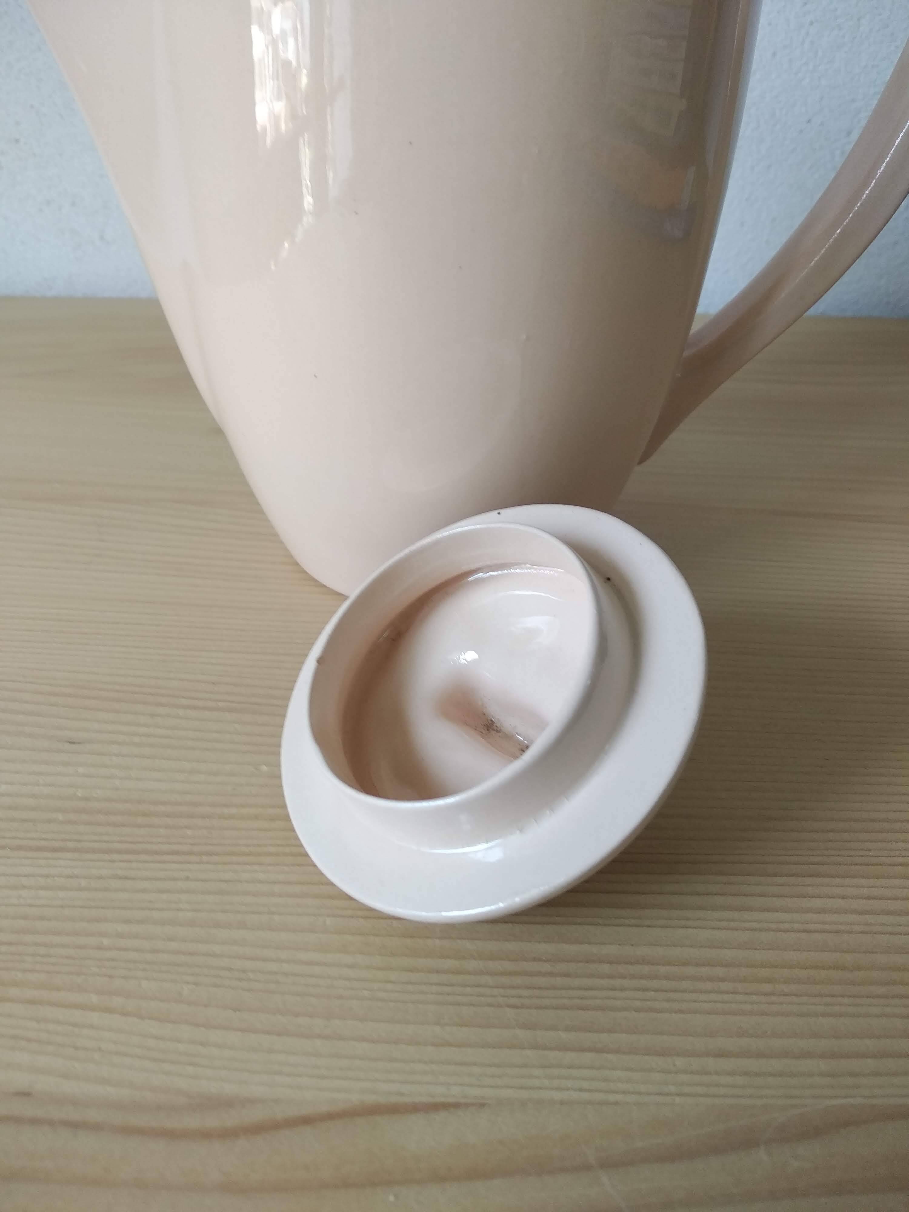 3 cups + Digoin Sarreguemines pink Art Deco jug