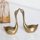 Pair of vintage brass swans