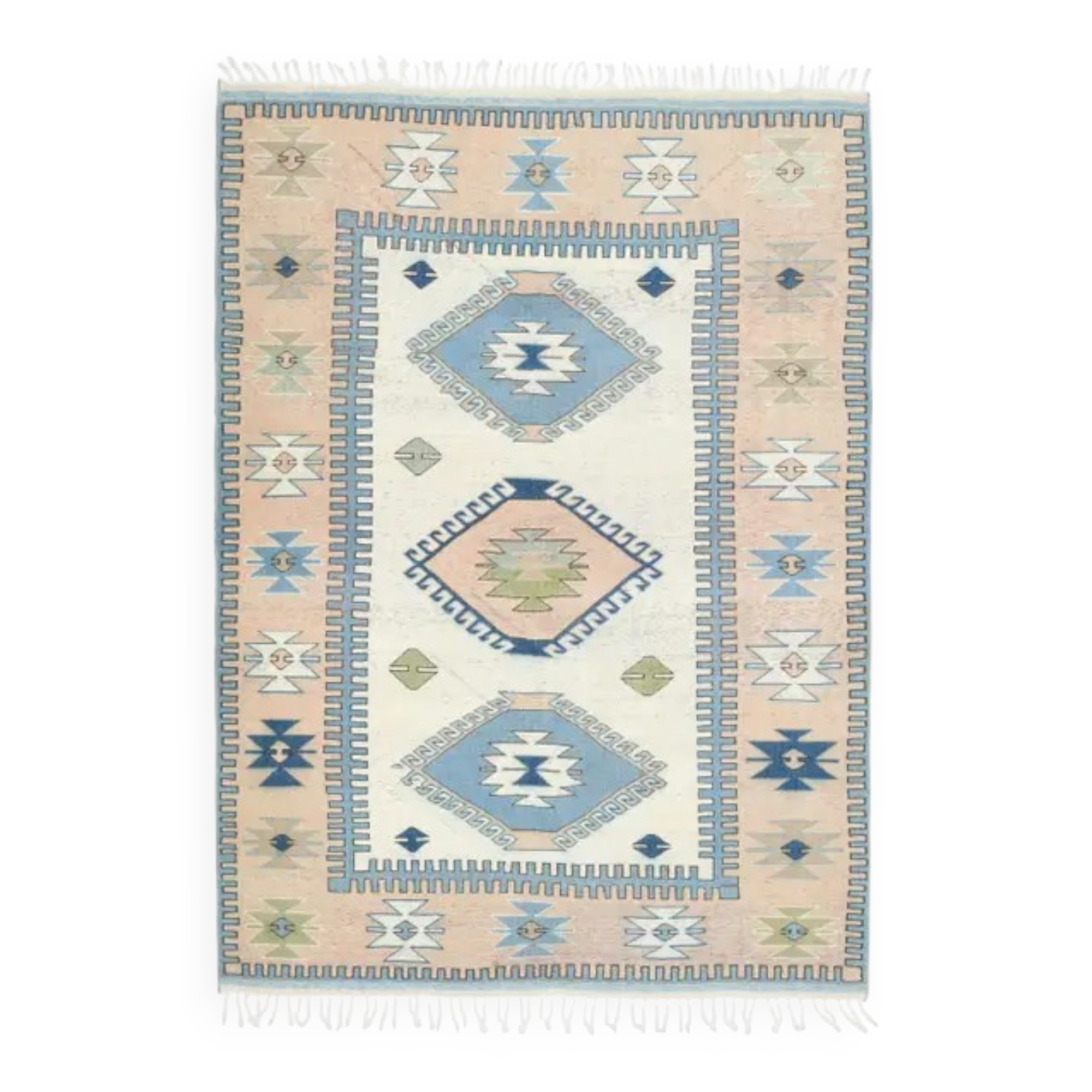 1970s Vintage Turkish Oushak Handmade Wool Cotton Beige Area Rug 185x259