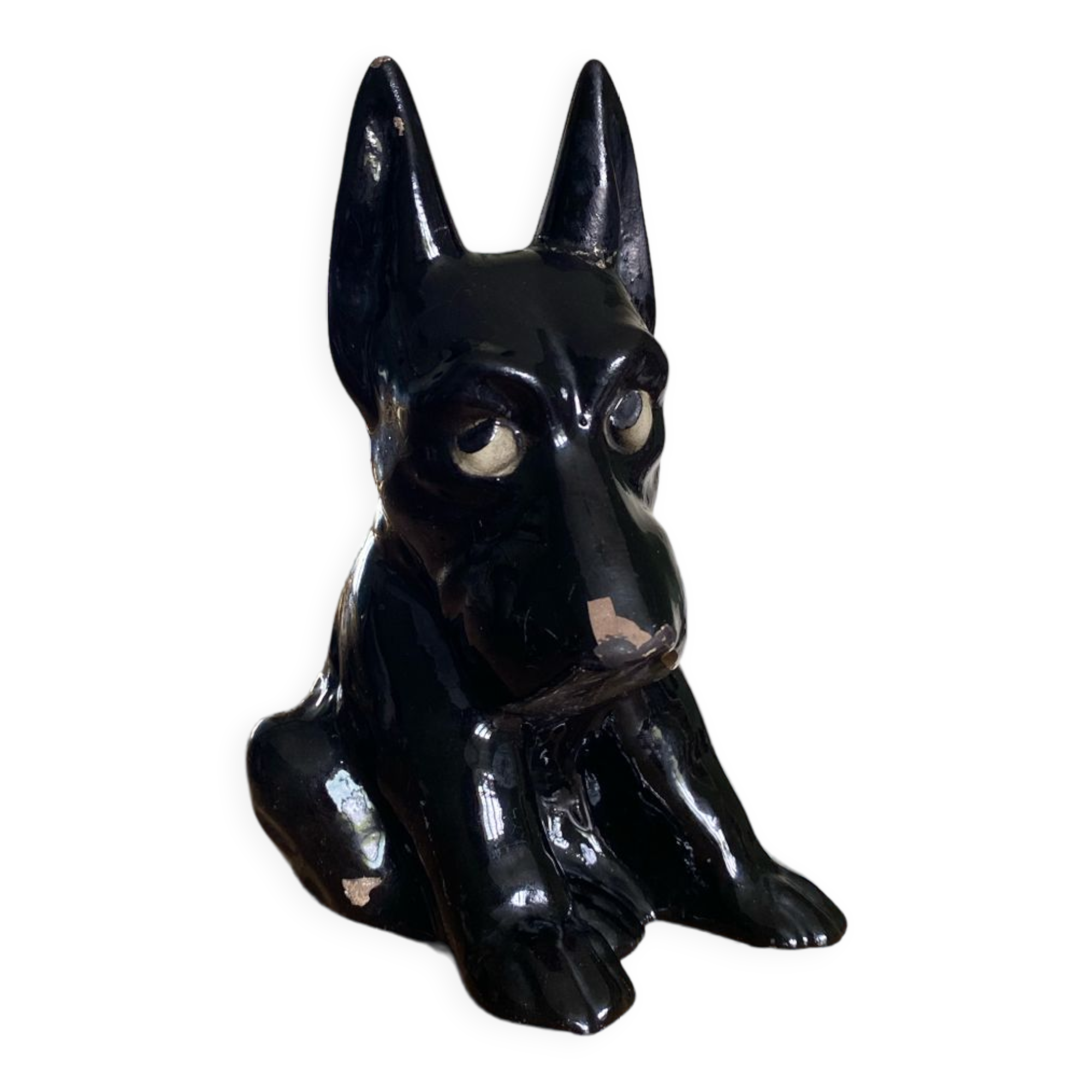Chien art deco en céramique émaillée de Saint Clément