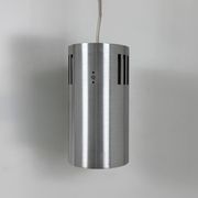 Set of 3 vintage brushed metal pendants, France, 1970.