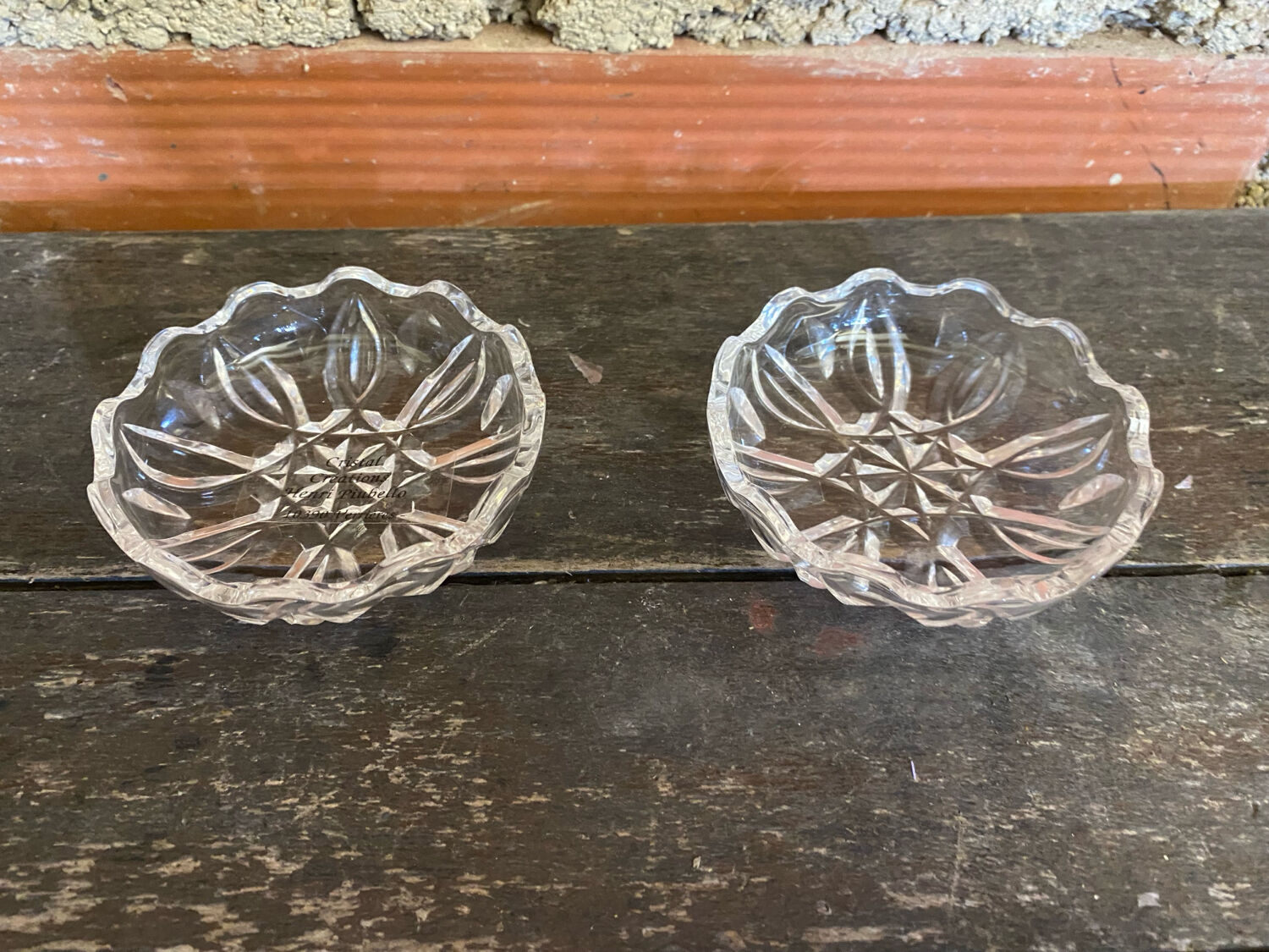 Pair of Antique Saleron Crystal Henri Piubello Salt and Pepper Shakers Vintage