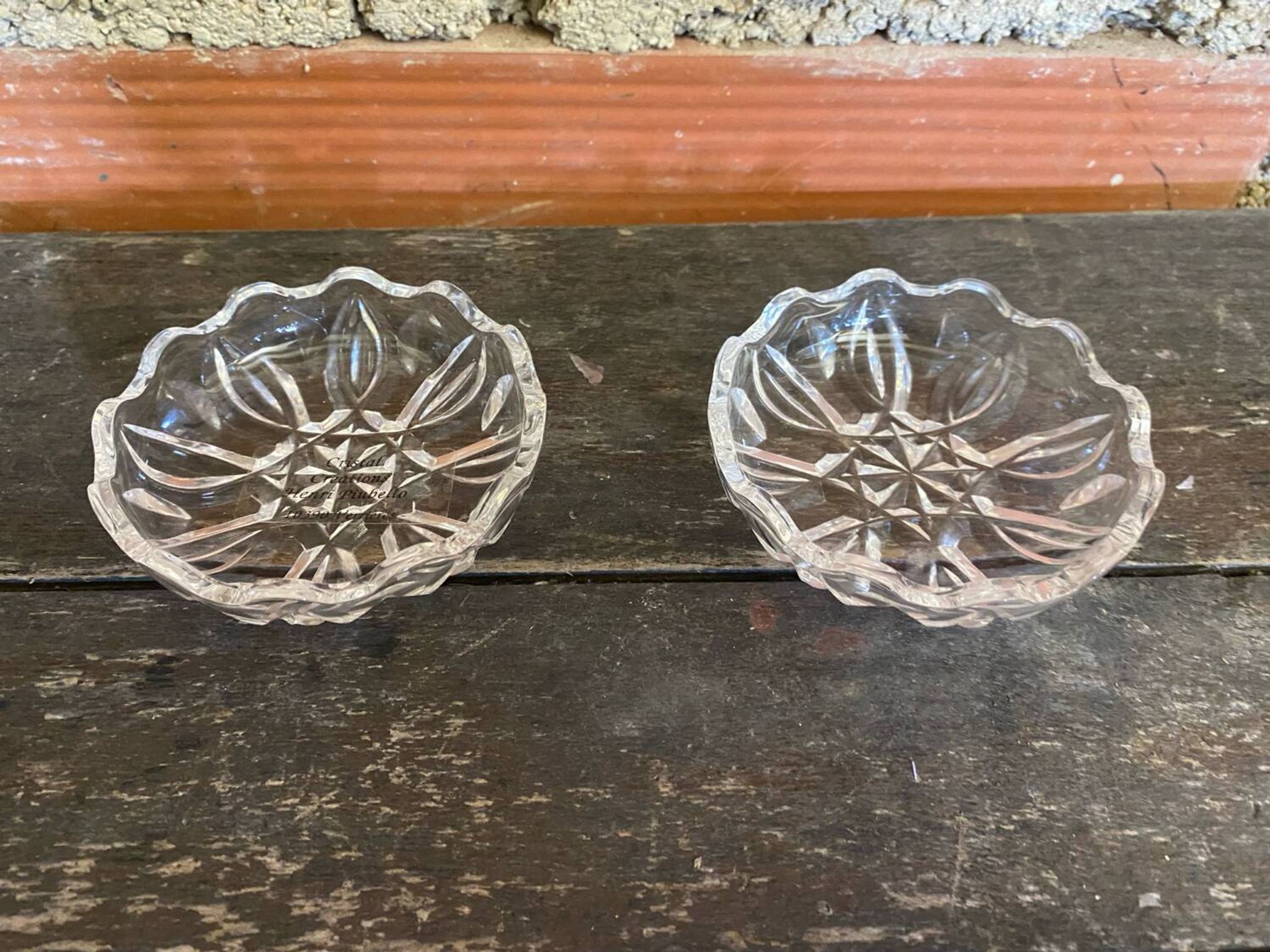 Pair of Antique Saleron Crystal Henri Piubello Salt and Pepper Shakers Vintage