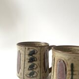 Set of 2 glazed ceramic coffee mugs from around 1970.