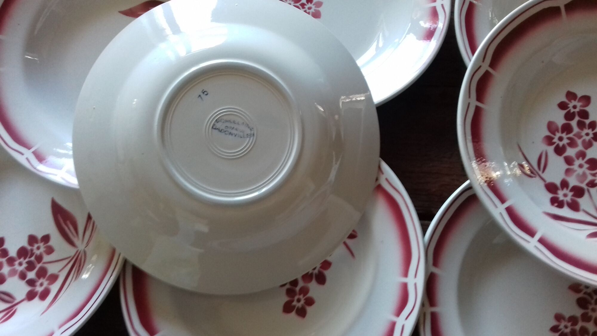 Lot 12 hollow plates Badonviller porcelain