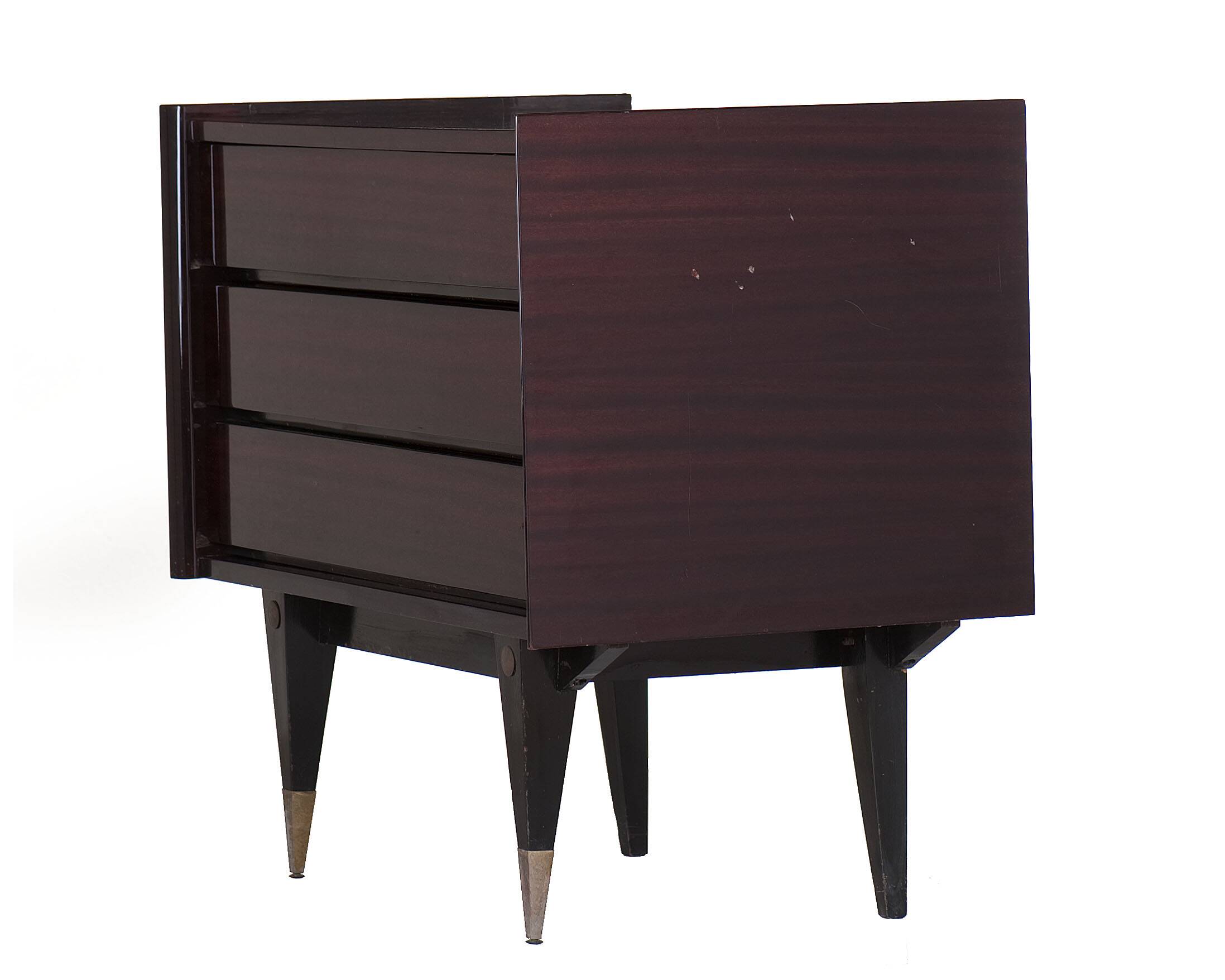 3-drawer varnished rosewood chest of drawers from the 60s