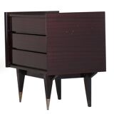 3-drawer varnished rosewood chest of drawers from the 60s