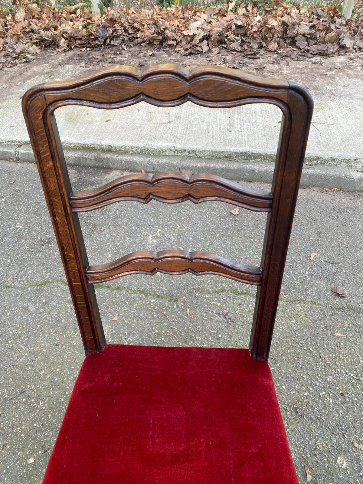 Louis XV dining chair, solid wood, burgundy velvet.