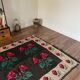Very Old Romanian floral handwoven carpet made in wool, bohemian design