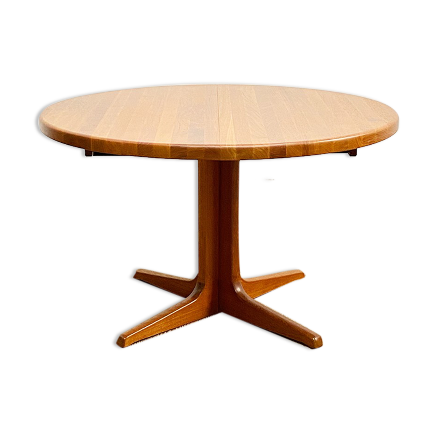Table à manger extensible ronde en teck du milieu du siècle par Glostrup, Danemark, années 60
