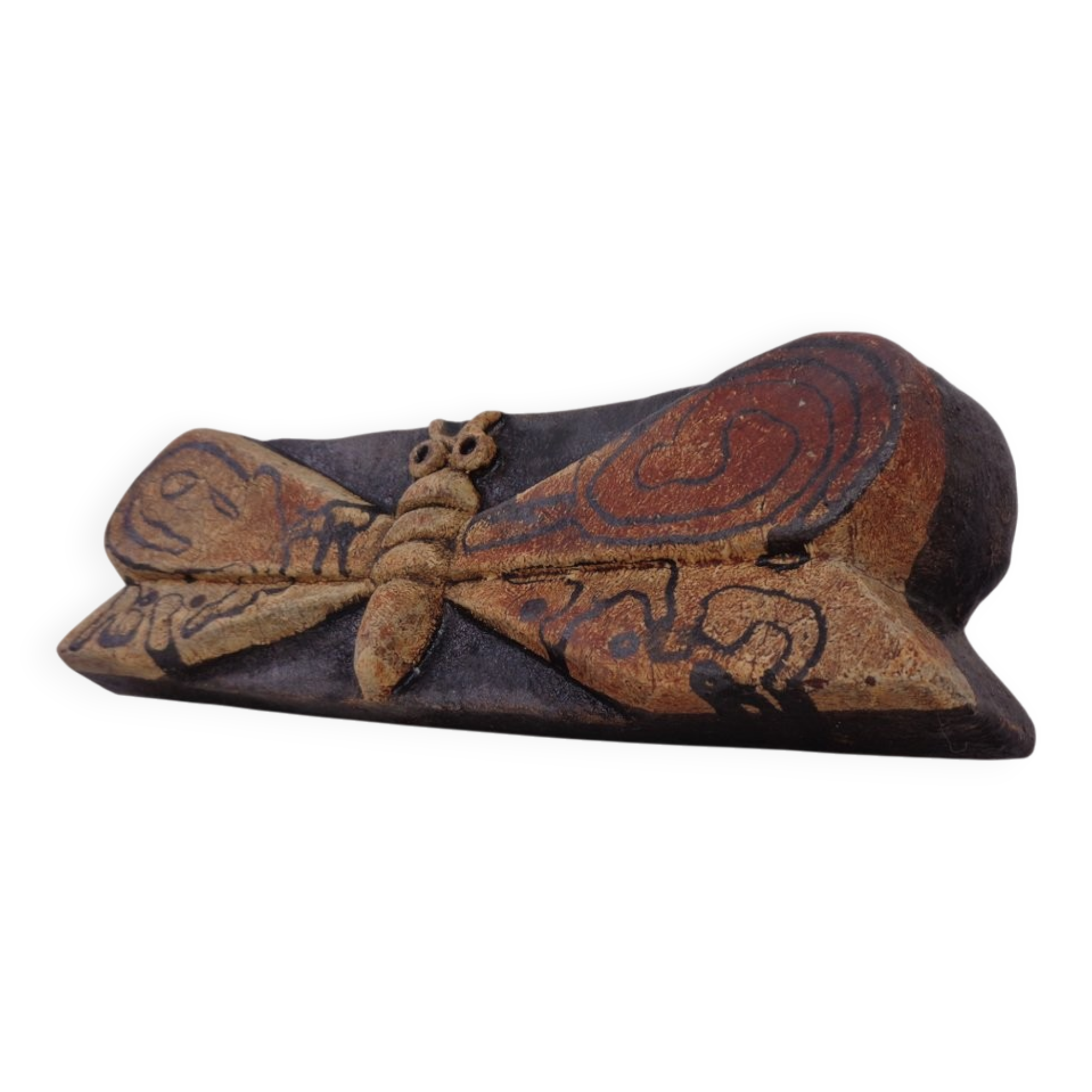 Studio ceramic butterfly wall plaque by Gerhard Liebenthron, Germany, 1982.