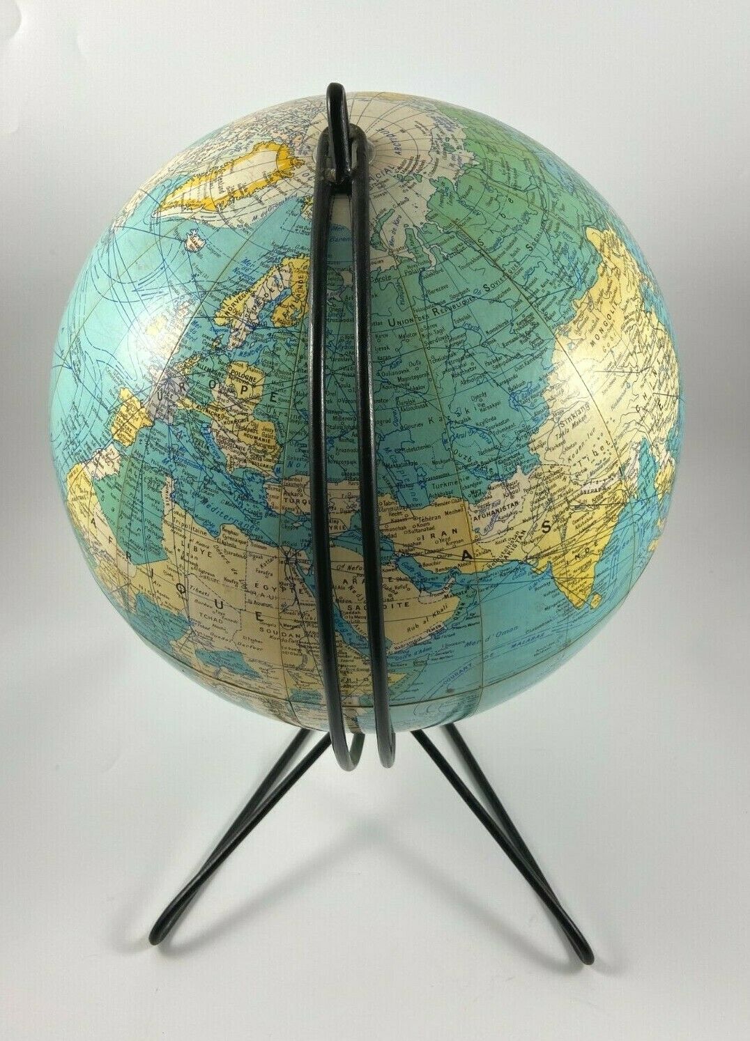 Globe girard and cardboard bar plastifies 1950 1960 pied metal