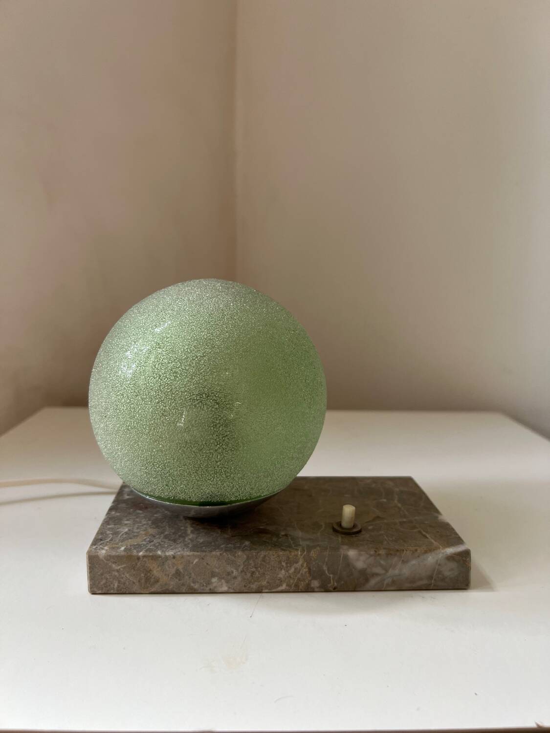 Art Deco marble granite glass globe ball table lamp
