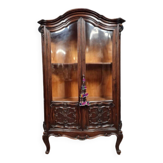 Louis XV style curved bookcase in solid walnut circa 1880-1900