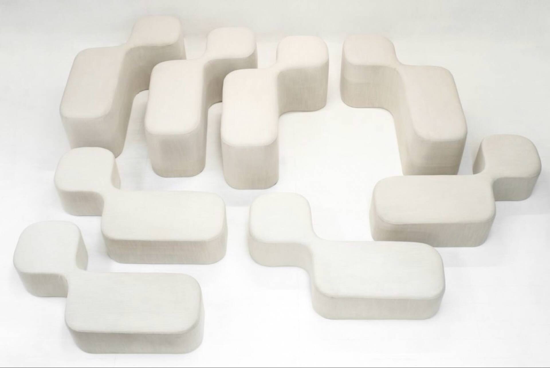 Modular Landscape Puzzle Sofa, 1970s, Set of 8