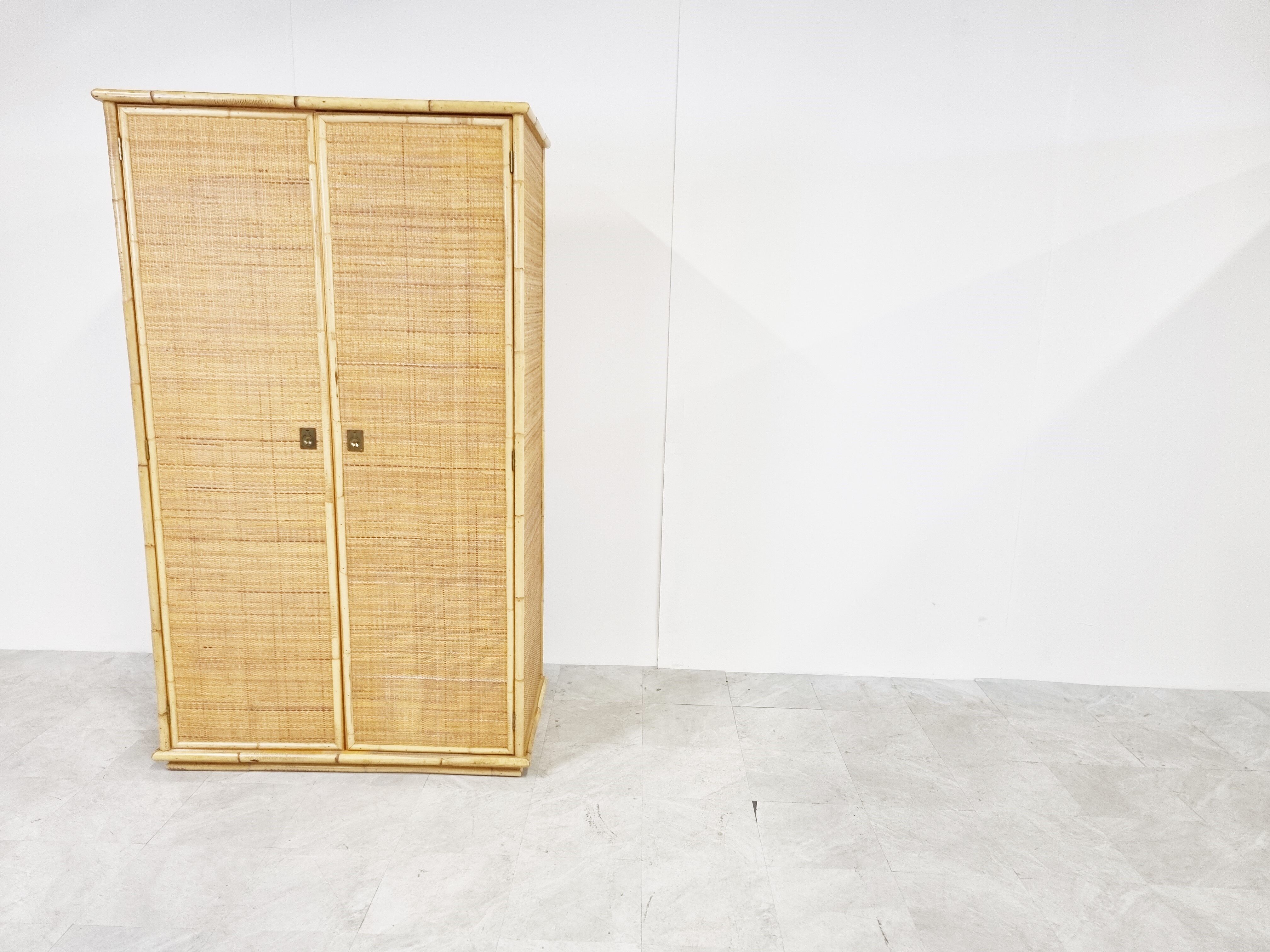 Rattan and bamboo wardrobe by Dal Vera, 1960s