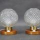 Pair of mid-century glass and wood table lamps, Czechoslovakia, 1970s