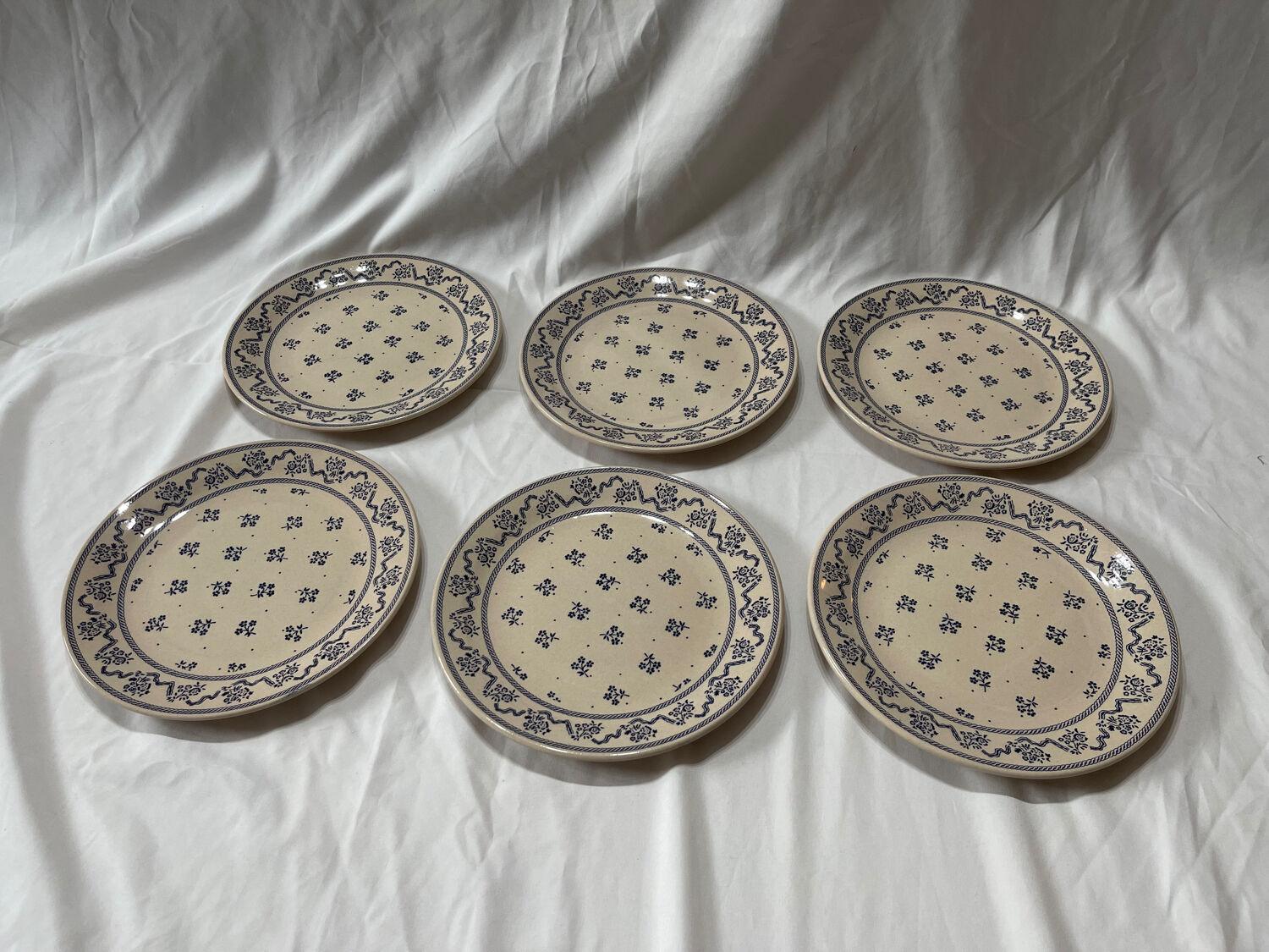 Laura Ashley & Johnson Brother set of 6 blue dessert plates