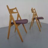 CH 29 Sawbuck Chairs in Oak and Wool by Hans J. Wegner for Carl Hansen & Son, 1950s, Set of 2