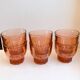 Set of 6 large pink glass water glasses from the 60s
