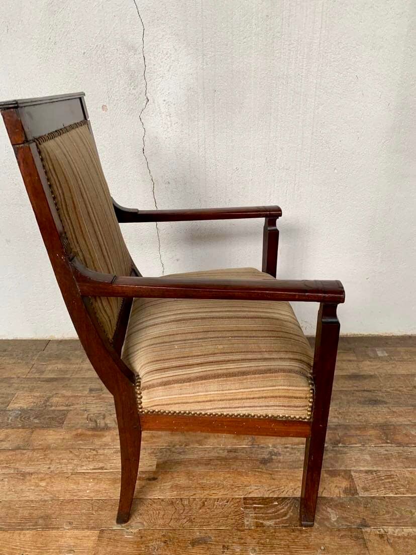 Empire office armchair in mahogany decor palmettes xviiith