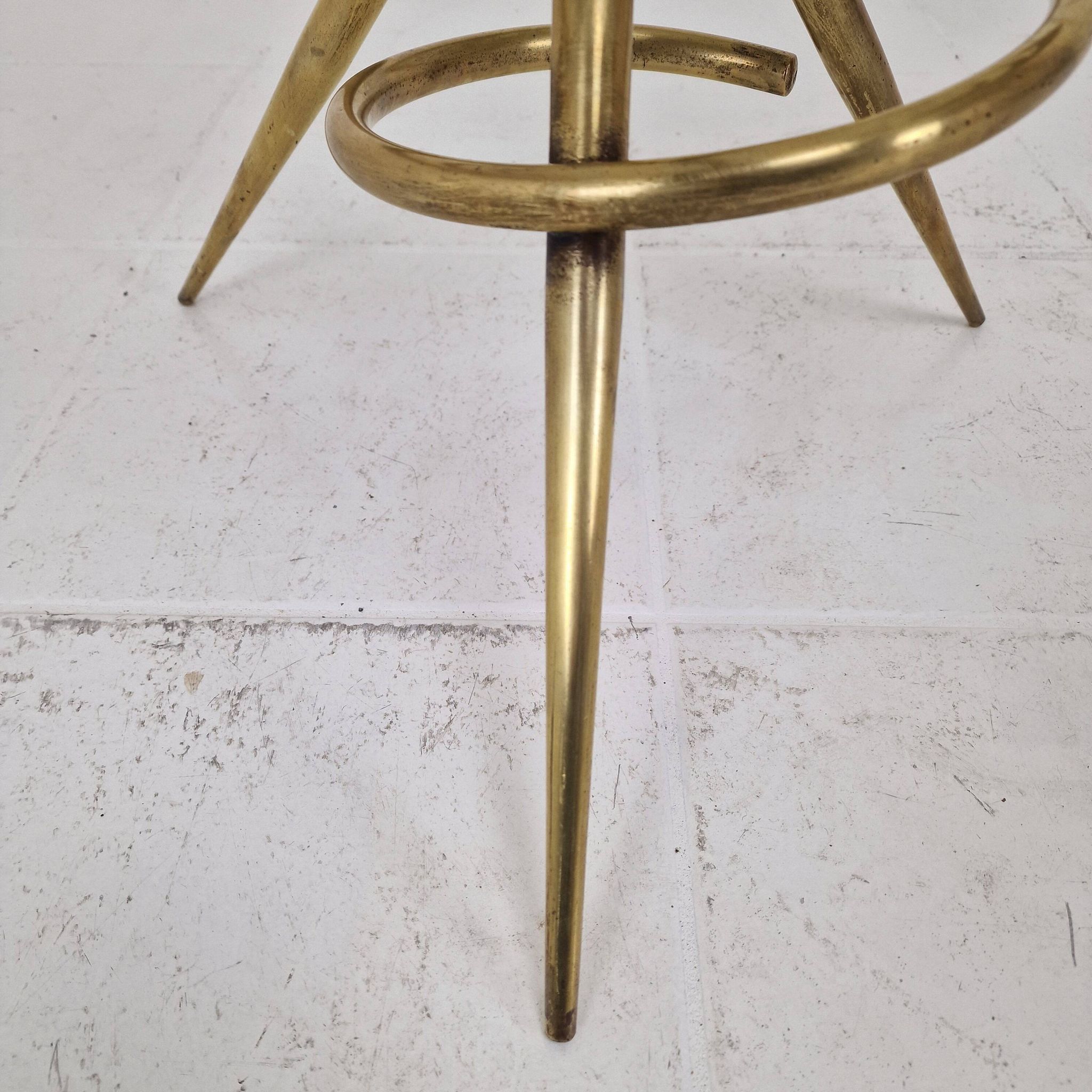 Elegant Italian Mid-Century Side Table with Sculptural Brass Base, 1970's
