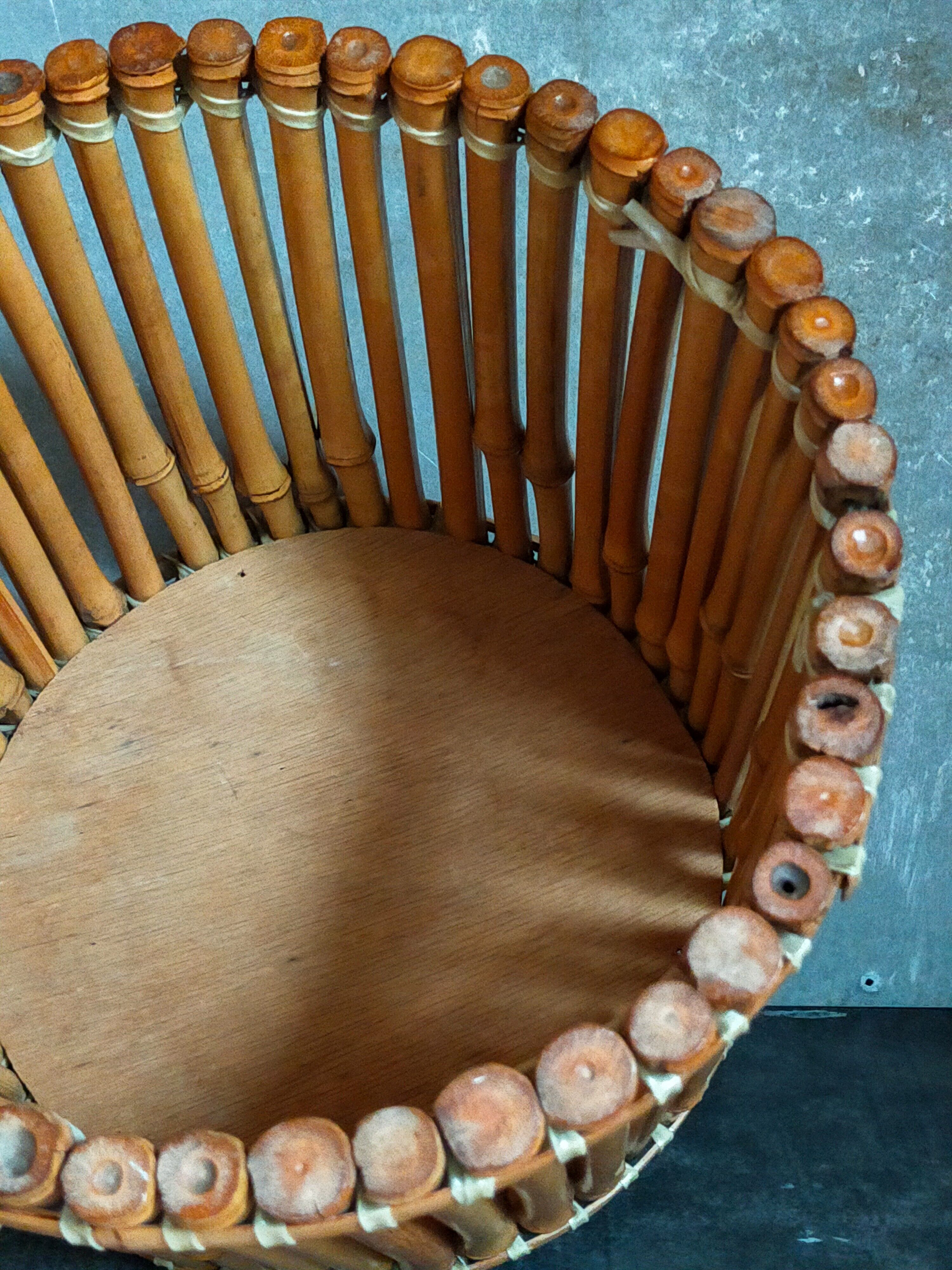 Pot cover basket Art-popular bamboo and scoubidou 50s