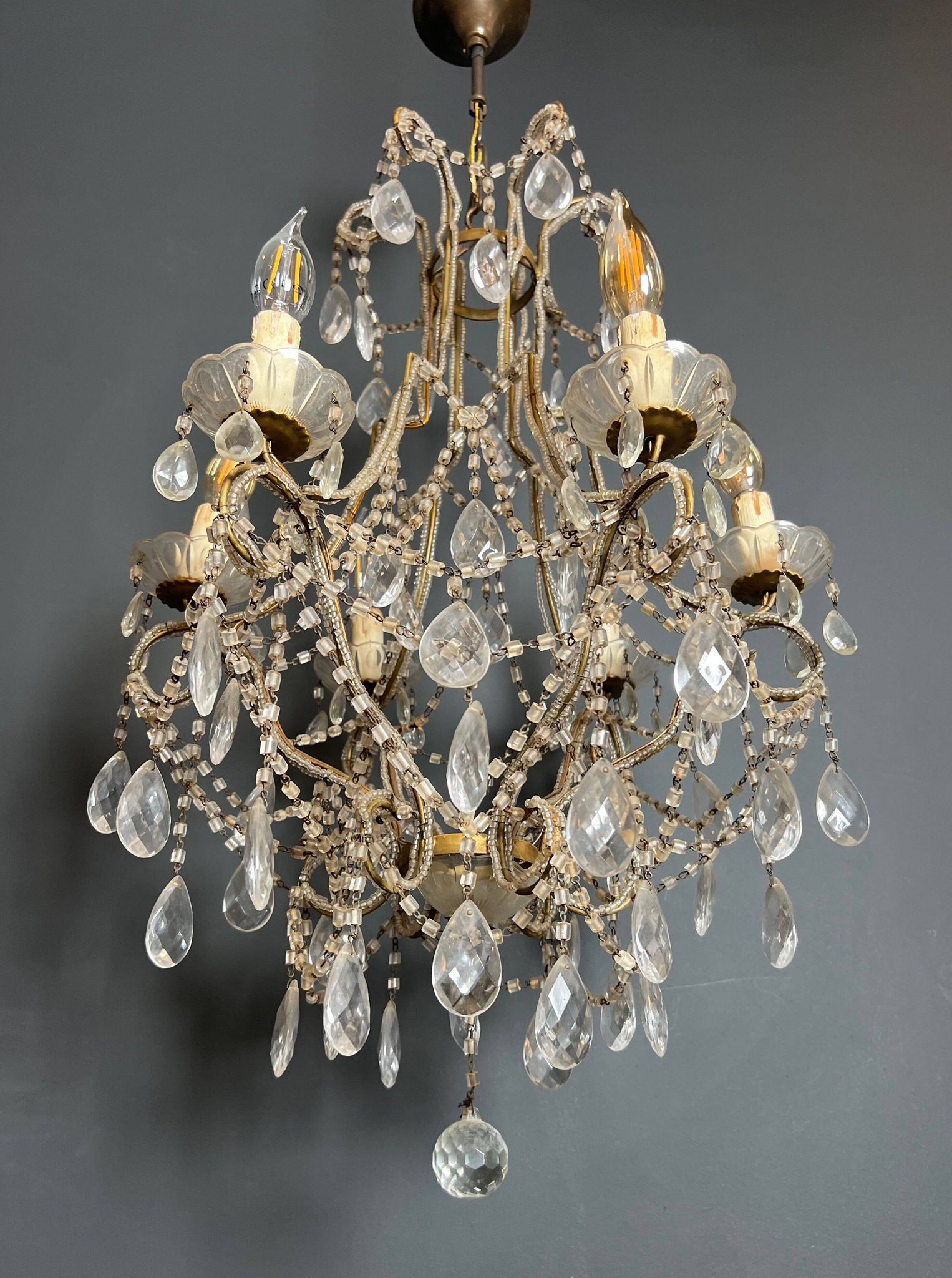 Italian pearl and crystal chandelier