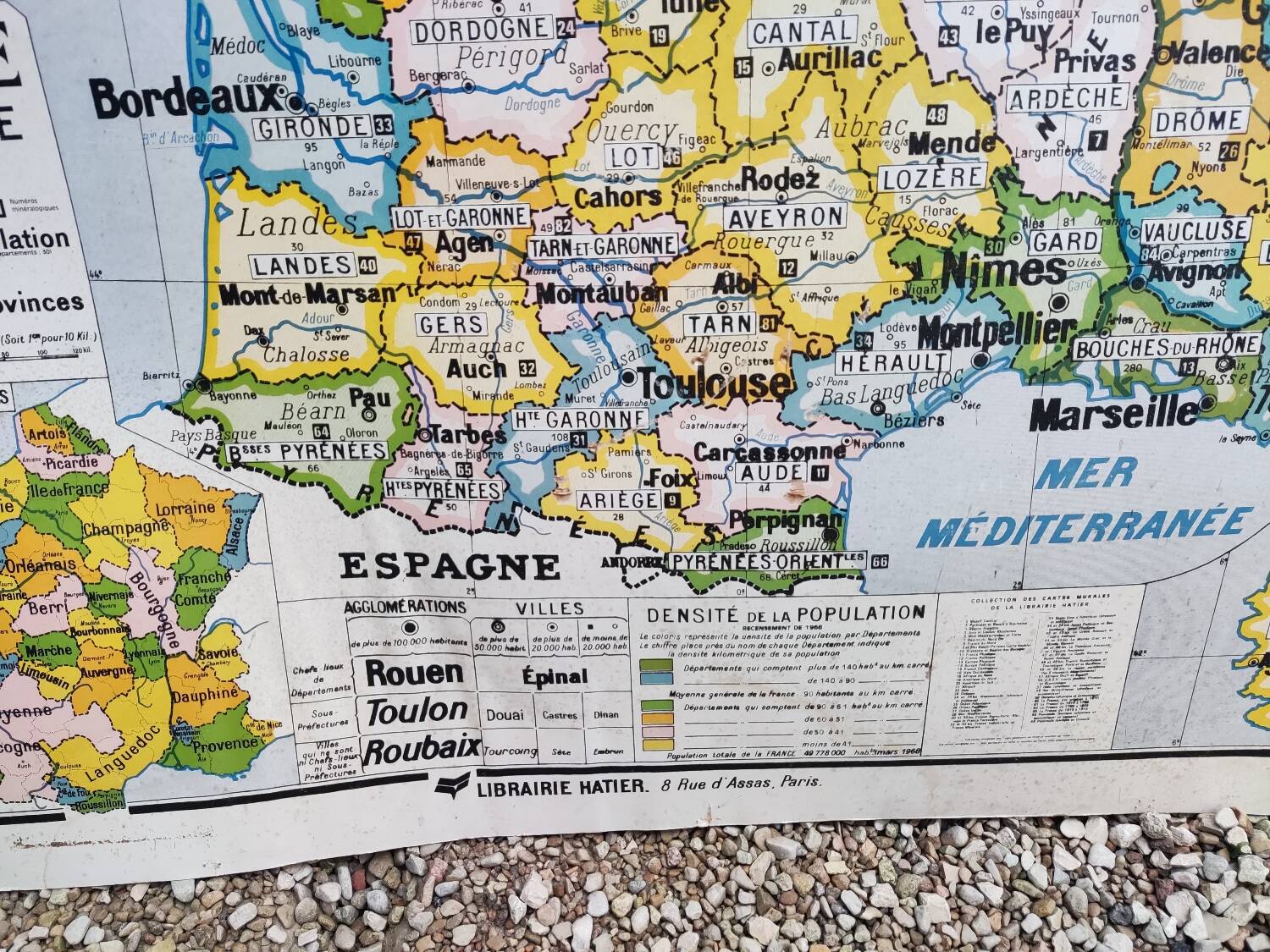 Vintage political map of France